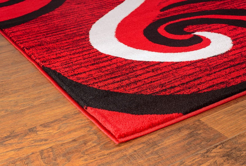 GLORY RUGS Modern Area Rug Swirls Carpet Bedroom Living Room Contemporary Dining Accent Sevilla Collection 4817A (4x6, Red) - Image 4